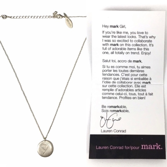 mark. Have a Heart Charm Necklace Silvertone LC Lauren Conrad Avon Y2K The Hills - Picture 1 of 10